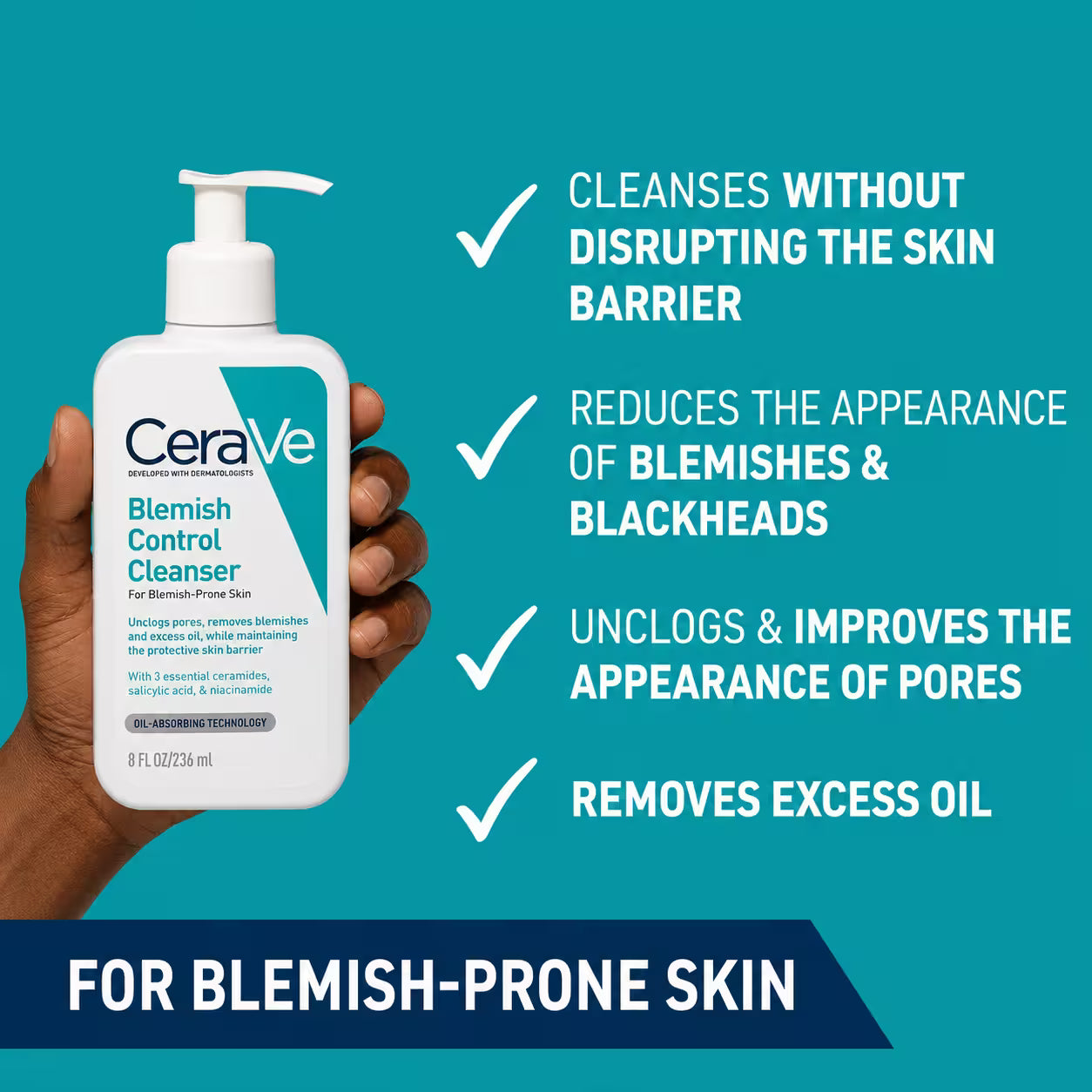 CeraVe Blemish Control Face Cleanser for Acne-Prone Skin