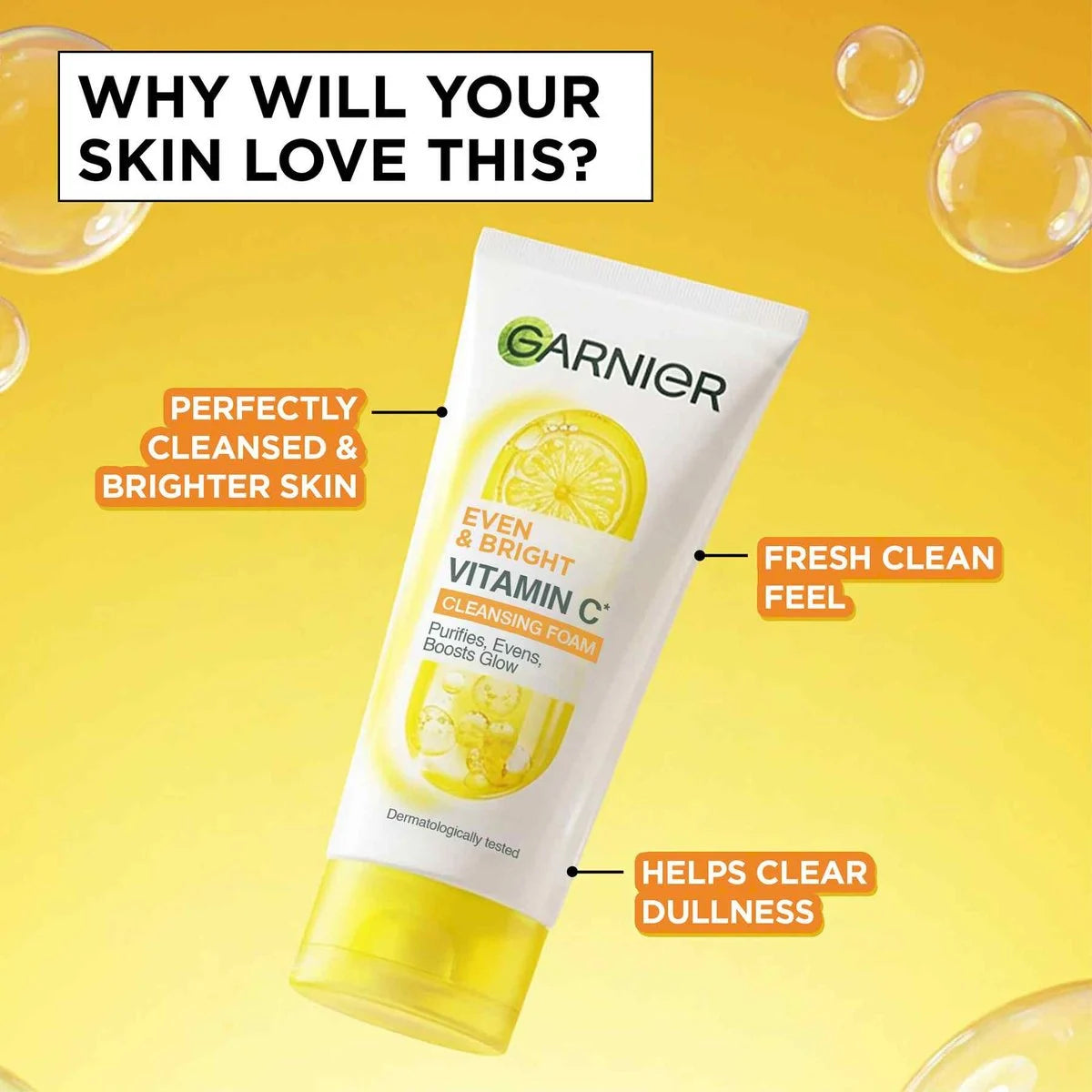 Garnier Even & Bright Vitamin C Cleansing Foam 100ml