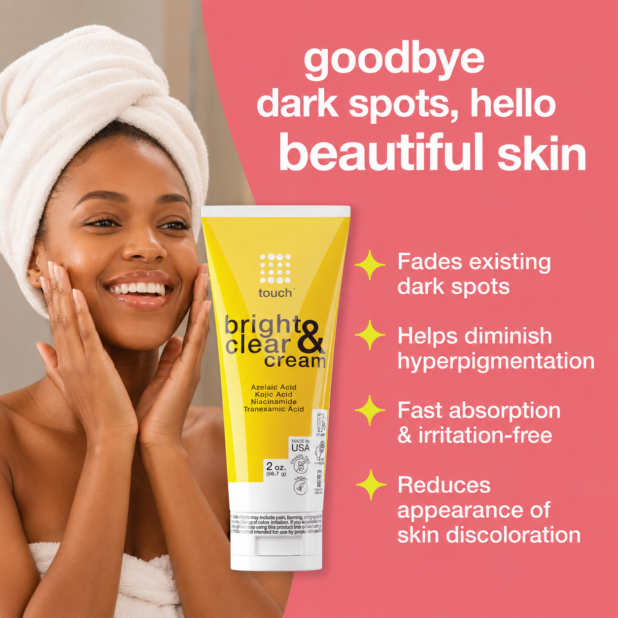 Touch Skincare Bright And Clear Cream 2 Oz /56.7g