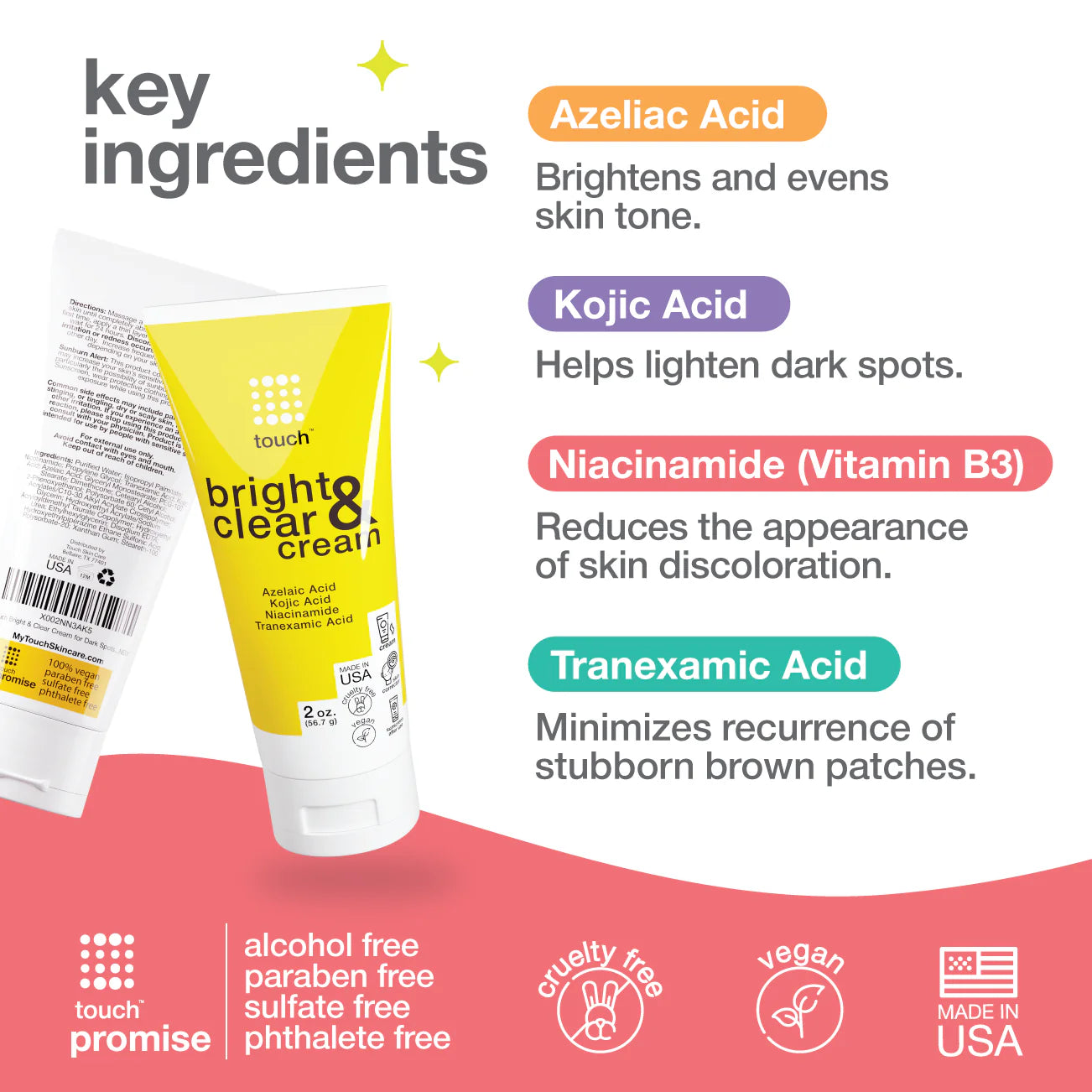 Touch Skincare Bright And Clear Cream 2 Oz /56.7g